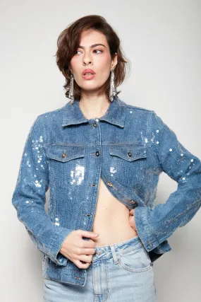Jaqueta Jeans Bordada Vitru - Azul