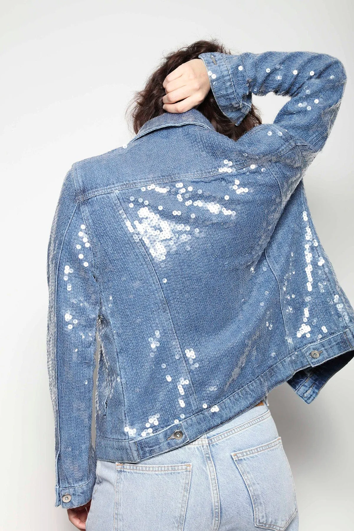 Jaqueta Jeans Bordada Vitru - Azul