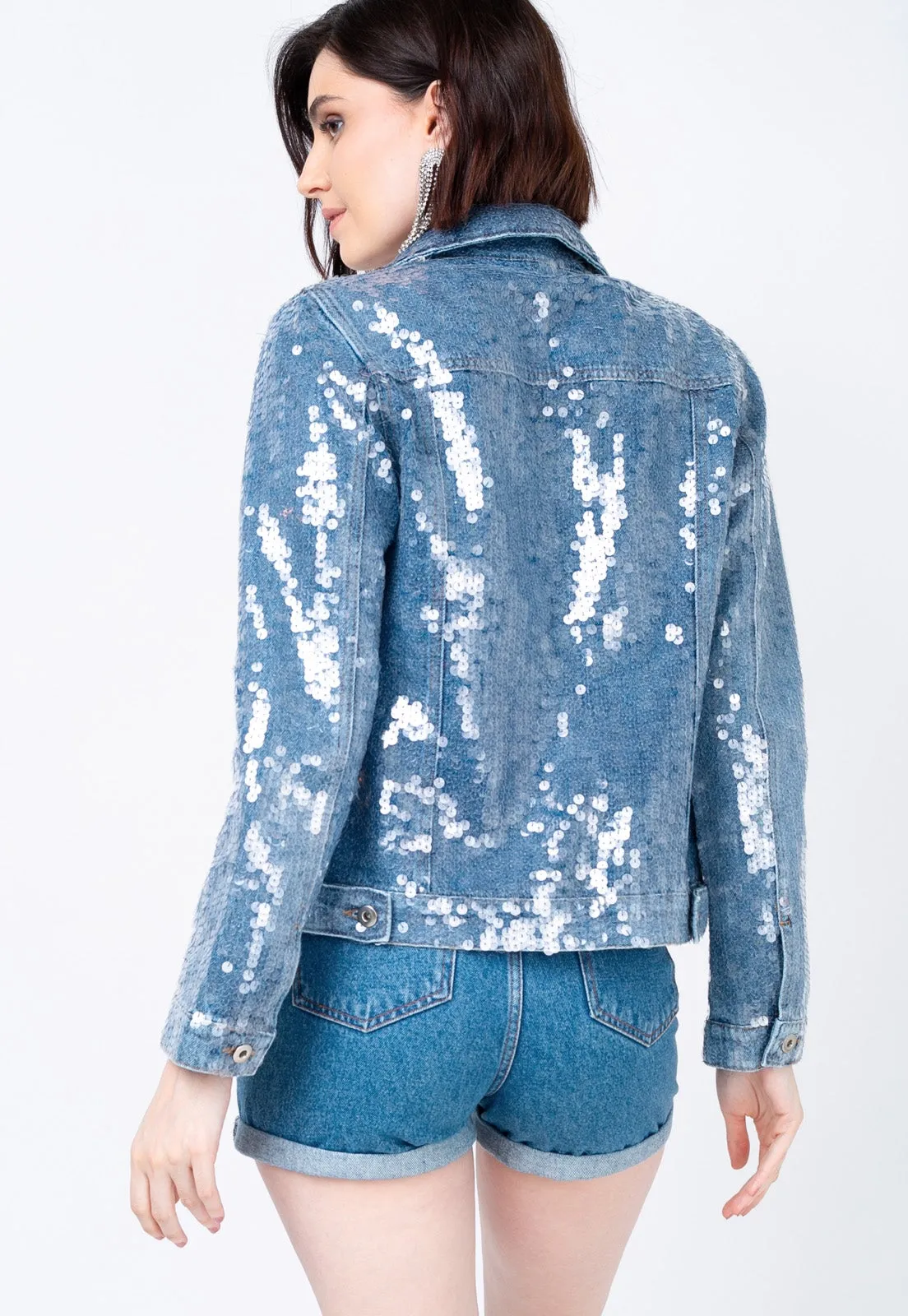 Jaqueta Jeans Bordada Vitru - Azul