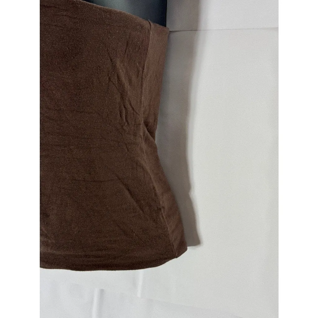 J.CREW Women's Brown Solid One-Shoulder Pullover Lightweight Top SZ XS