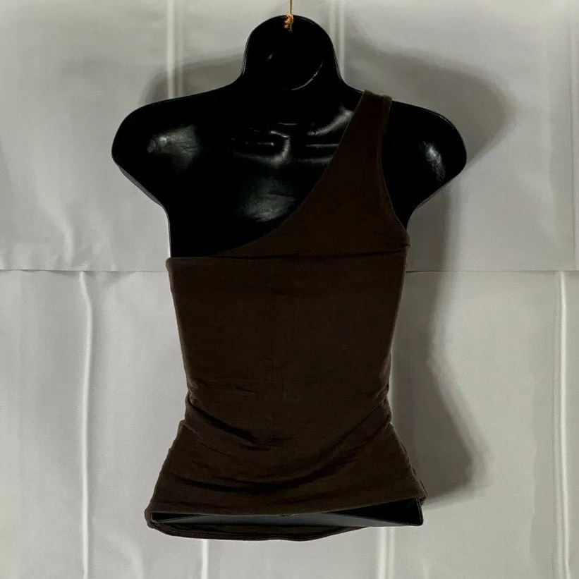 J.CREW Women's Brown Solid One-Shoulder Pullover Lightweight Top SZ XS