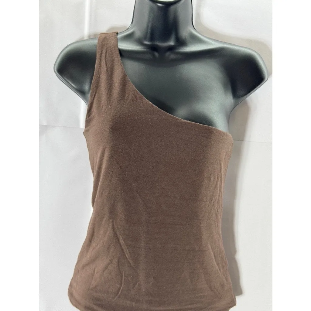 J.CREW Women's Brown Solid One-Shoulder Pullover Lightweight Top SZ XS
