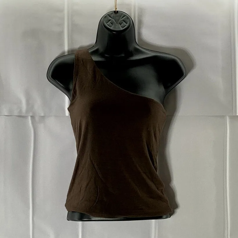J.CREW Women's Brown Solid One-Shoulder Pullover Lightweight Top SZ XS