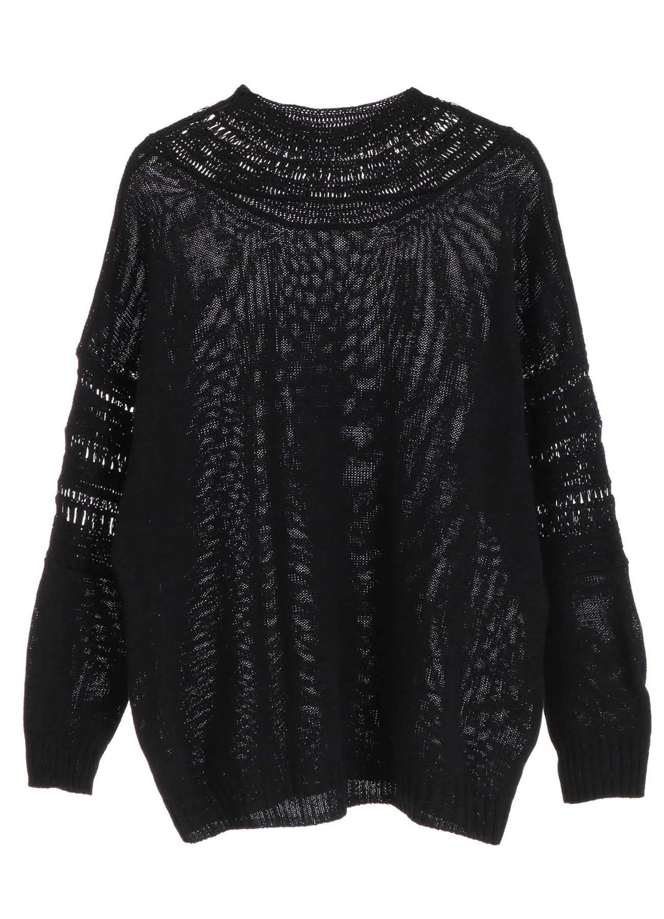 JERSEY BROAD STITCH CROCHET LONG SLEEVE PULLOVER
