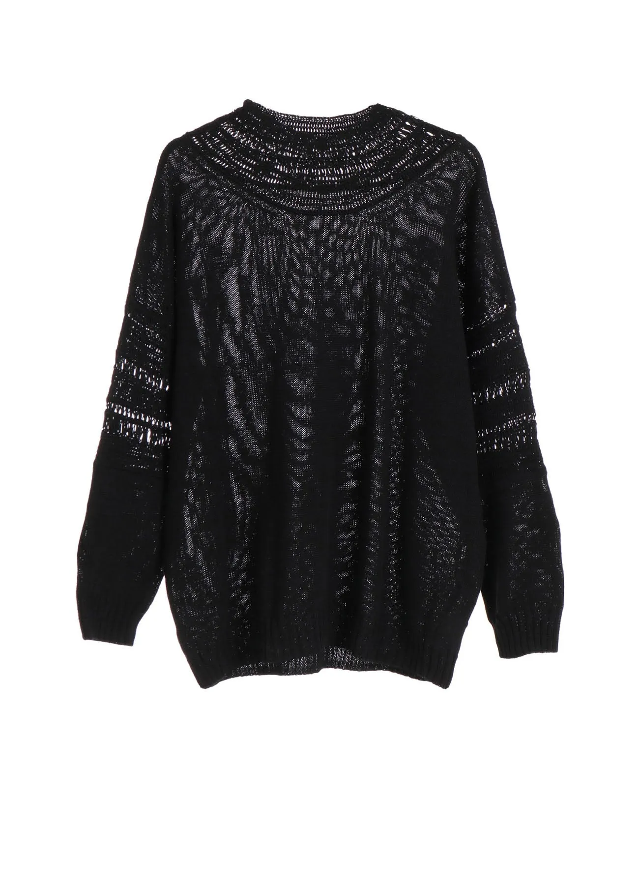 JERSEY BROAD STITCH CROCHET LONG SLEEVE PULLOVER