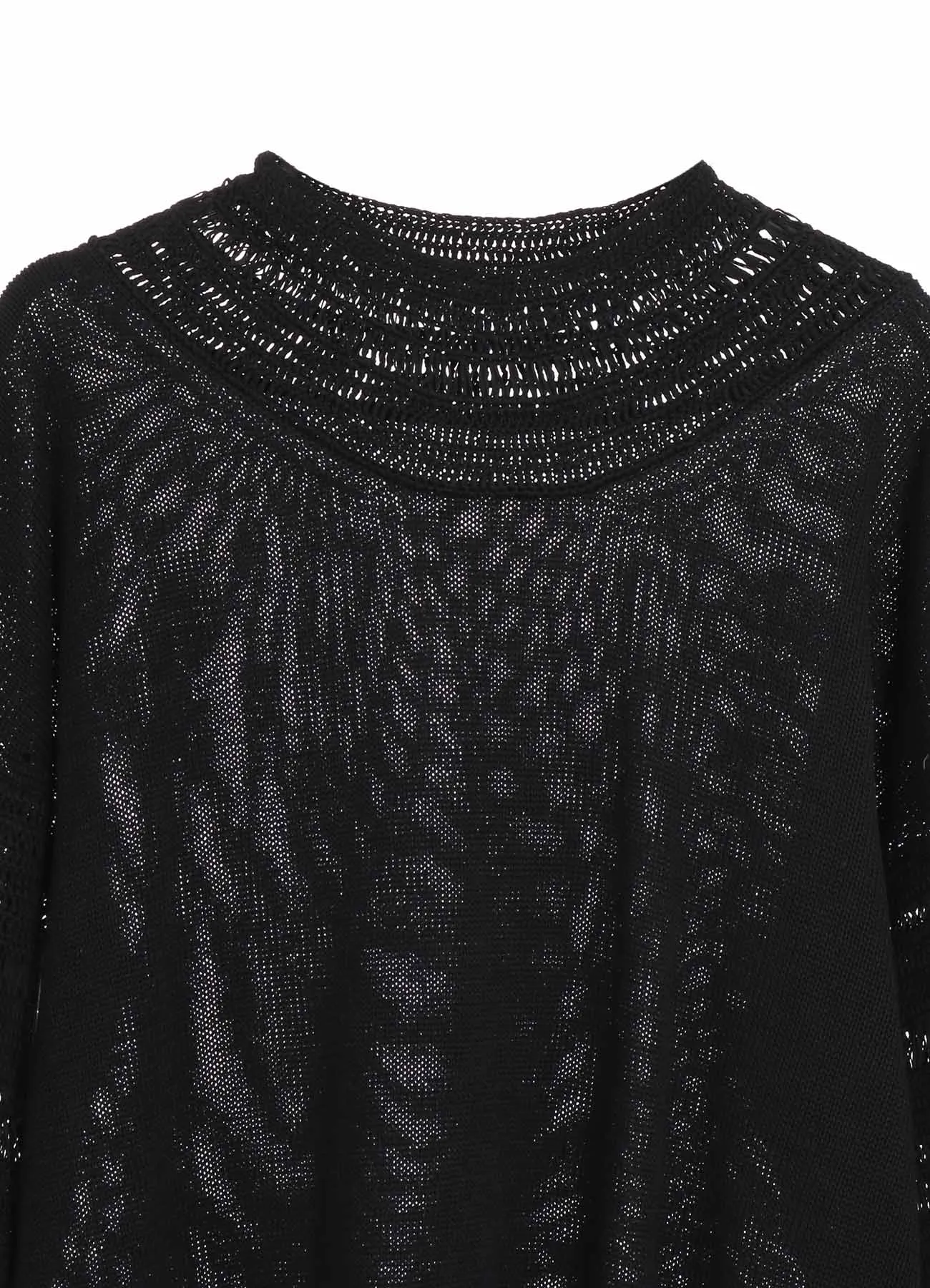 JERSEY BROAD STITCH CROCHET LONG SLEEVE PULLOVER