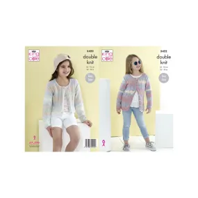 King Cole Kids Easy Lace Cardigan DK Knitting Pattern 5422