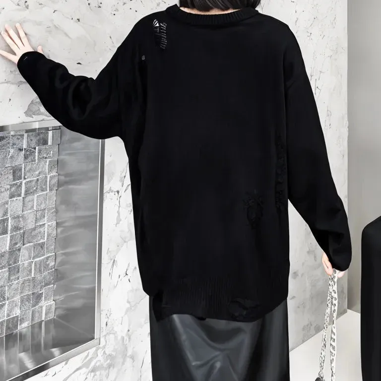 Limited Edition Gothic Heart Print Pullover - Oversized Fit, Rough Finish