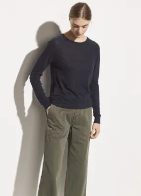 Linen Jersey Raglan Pullover in Coastal Blue
