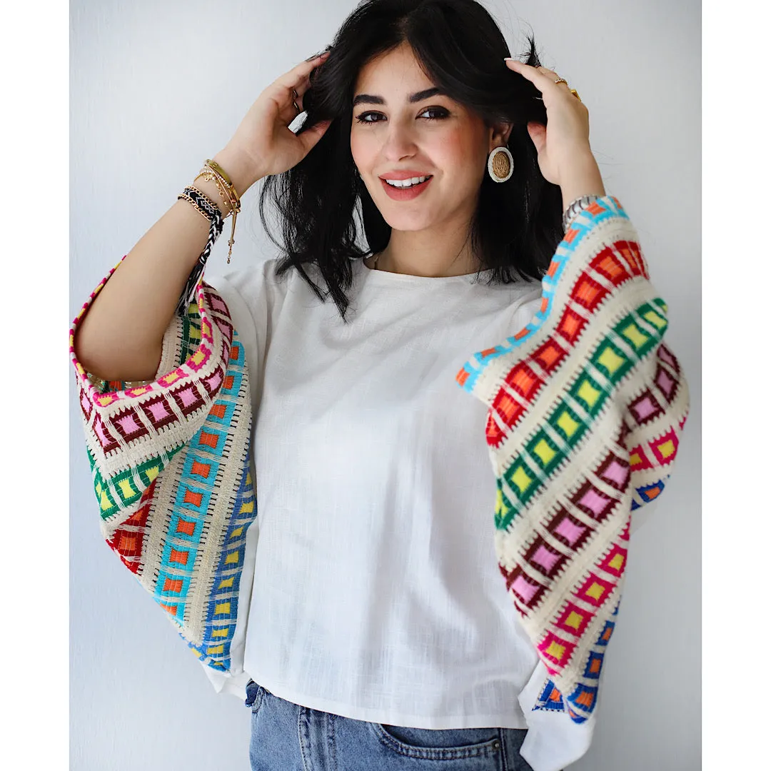Linen open knit top