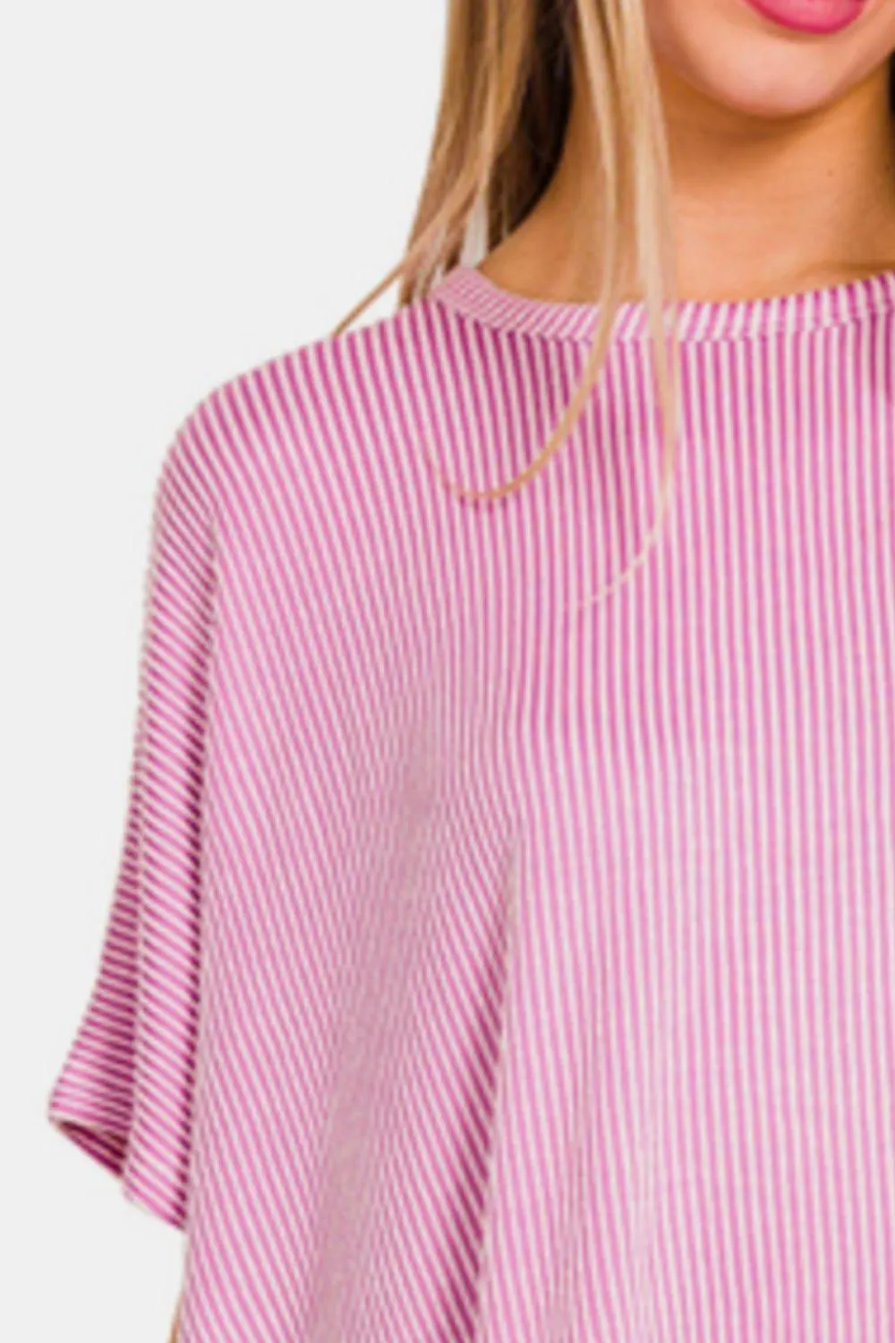 Loose Fit Short Sleeve Striped Top