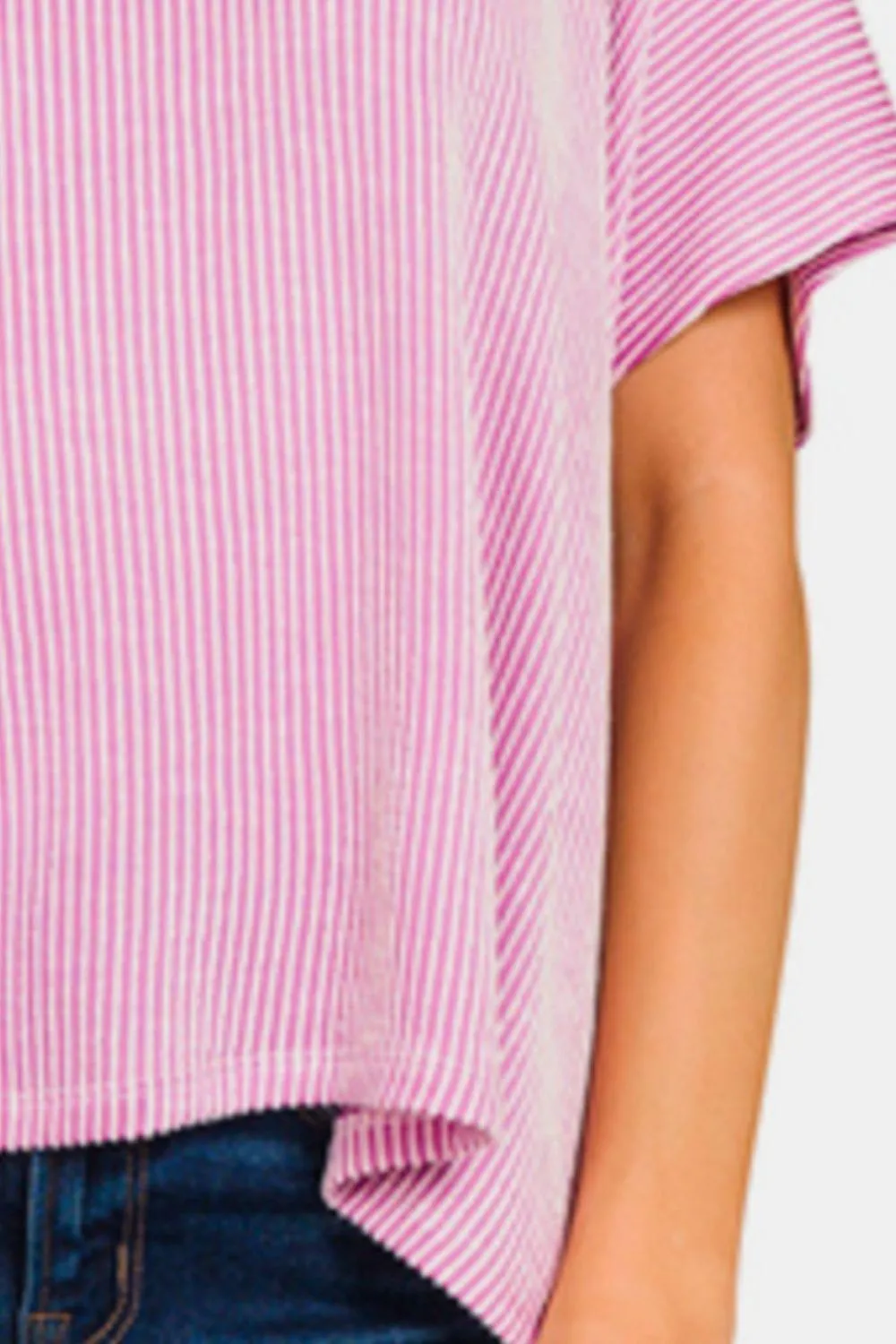 Loose Fit Short Sleeve Striped Top