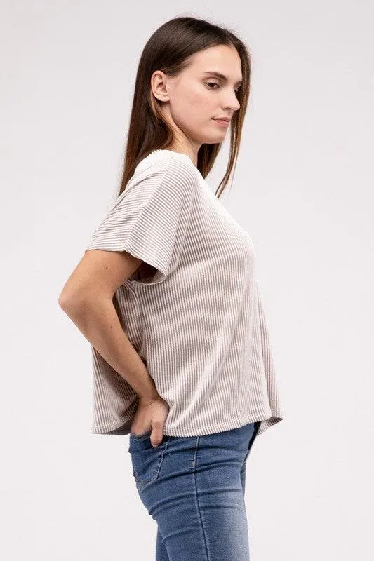 Loose Fit Short Sleeve Striped Top