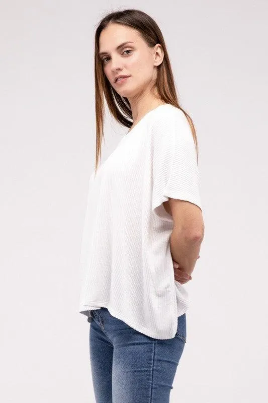 Loose Fit Short Sleeve Striped Top