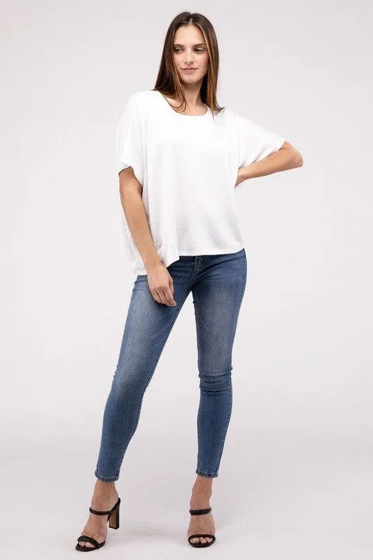 Loose Fit Short Sleeve Striped Top
