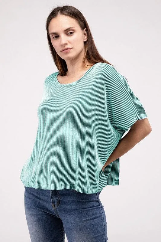 Loose Fit Short Sleeve Striped Top