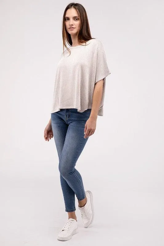 Loose Fit Short Sleeve Striped Top