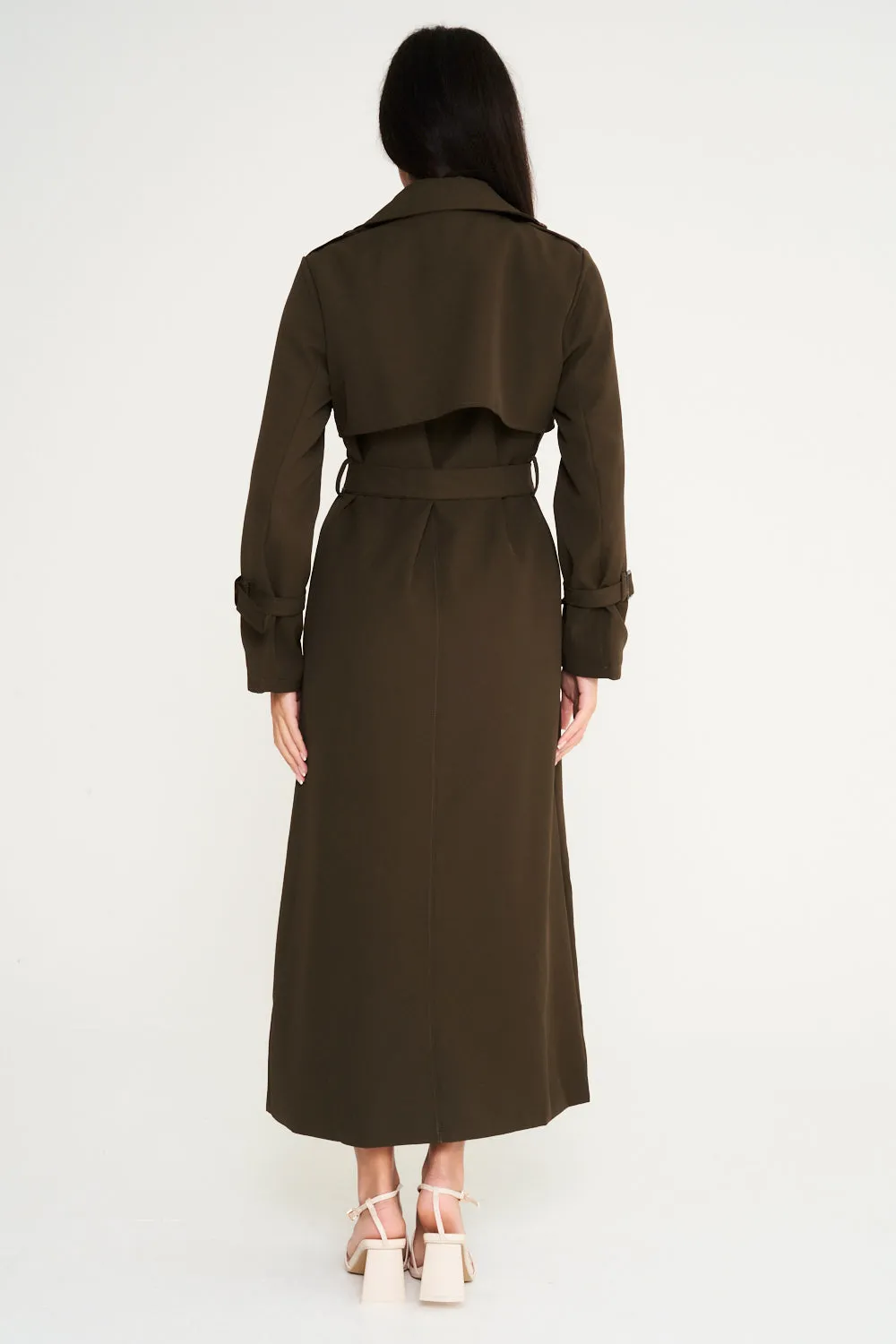 Maxi Trench Coat - Khaki Green
