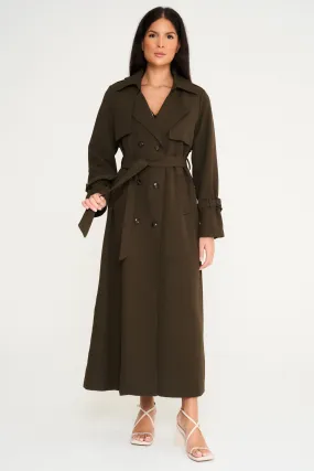 Maxi Trench Coat - Khaki Green
