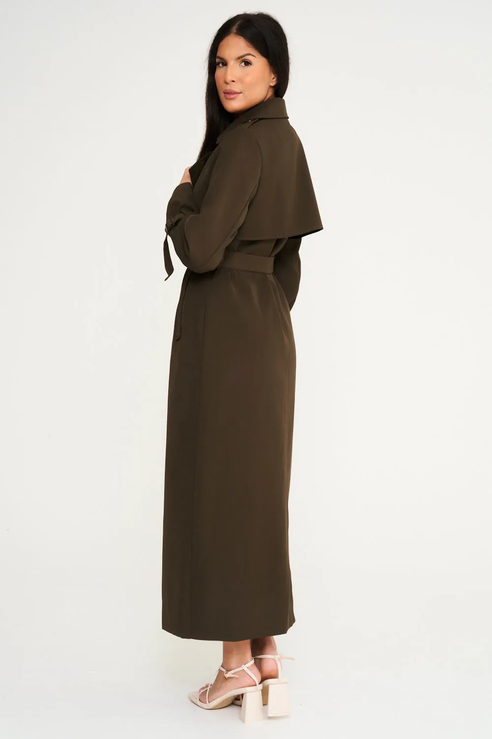 Maxi Trench Coat - Khaki Green