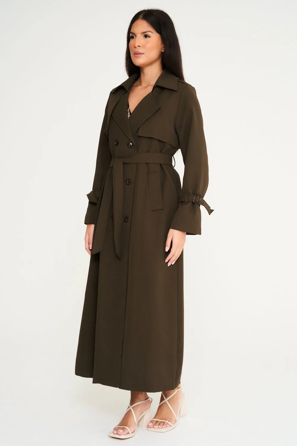 Maxi Trench Coat - Khaki Green