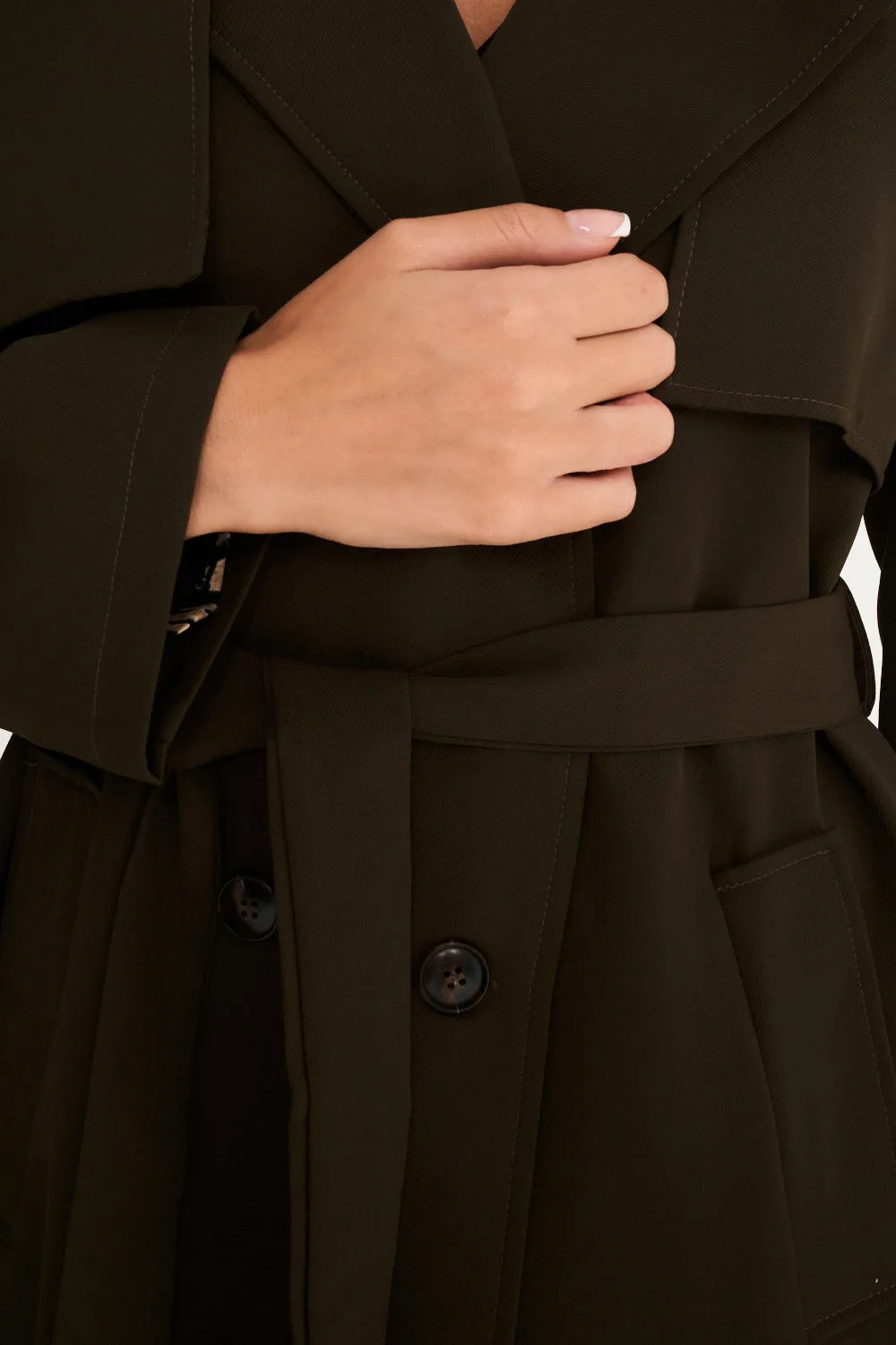 Maxi Trench Coat - Khaki Green