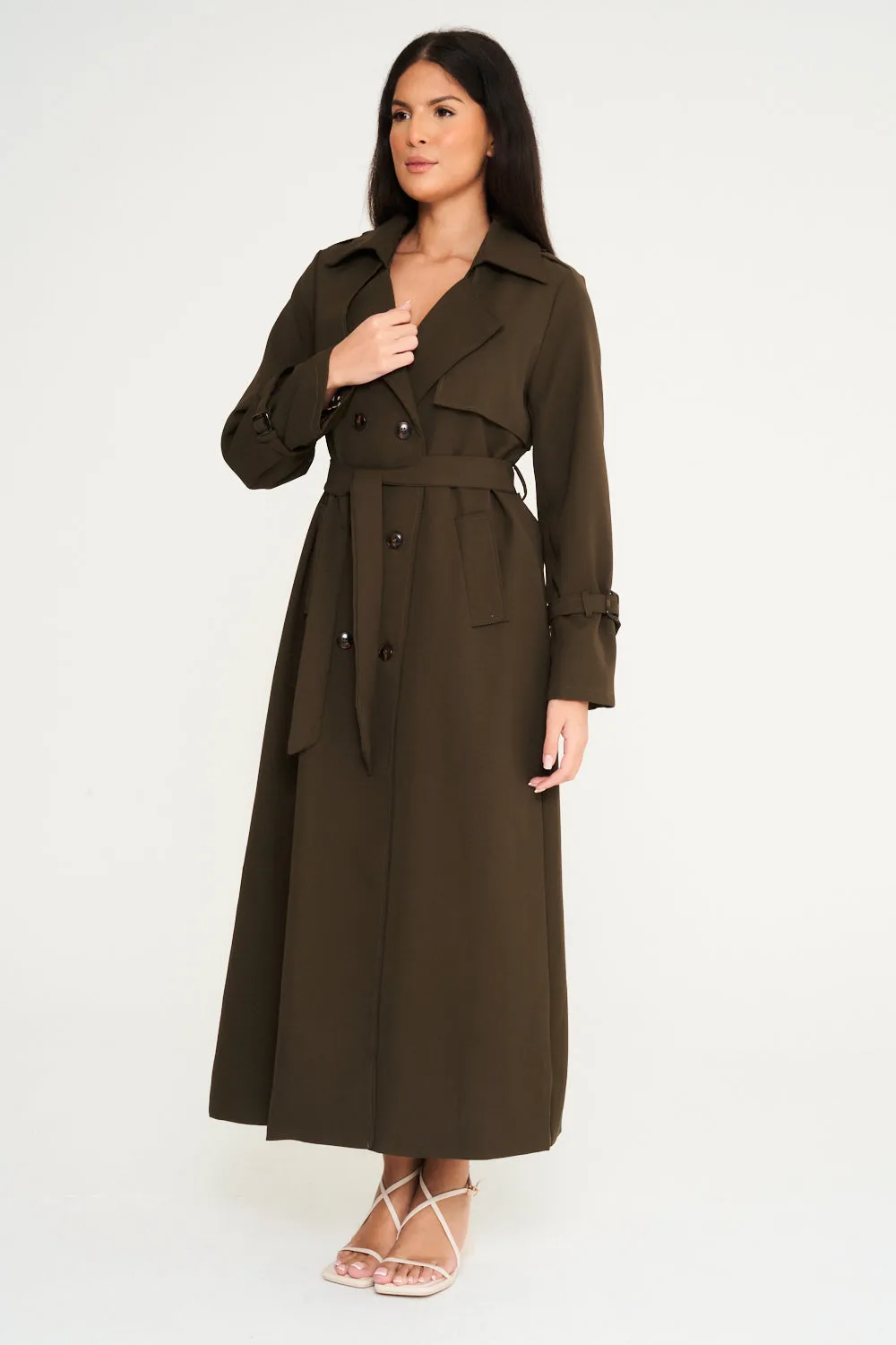 Maxi Trench Coat - Khaki Green
