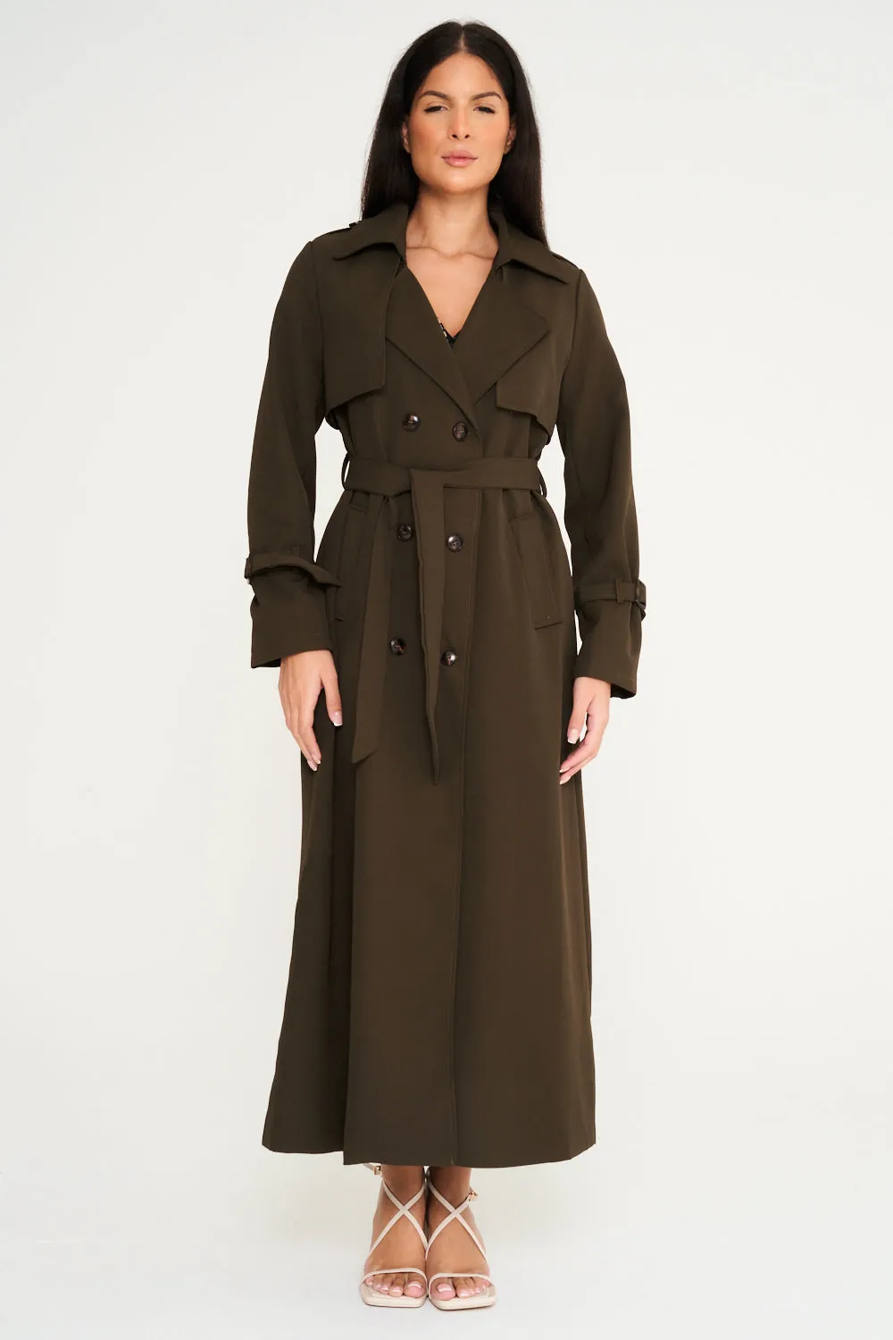 Maxi Trench Coat - Khaki Green