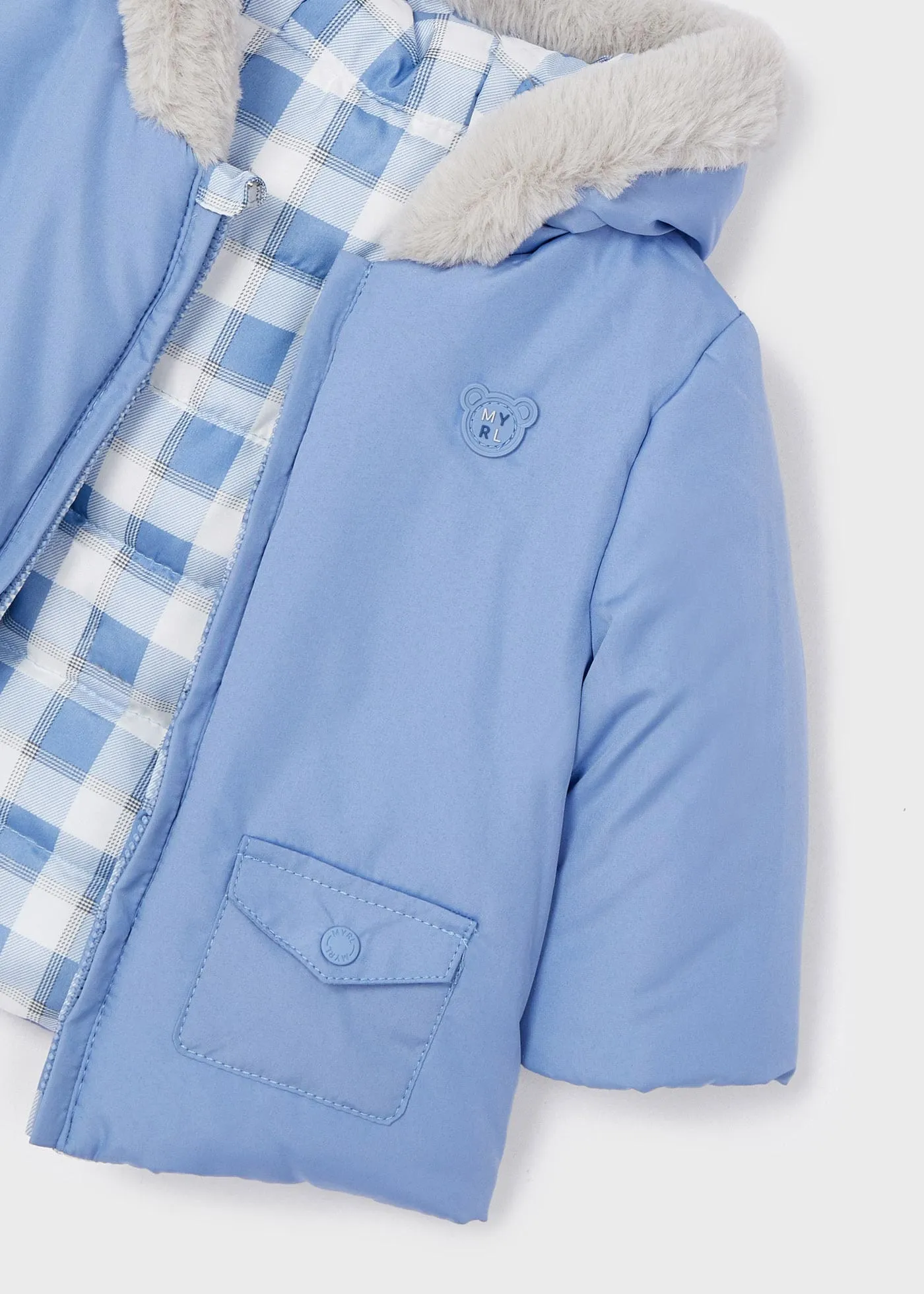 Mayoral Blue Gingham Reversible Coat