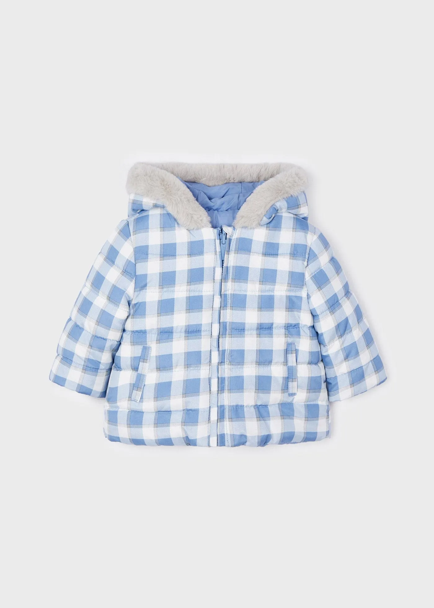 Mayoral Blue Gingham Reversible Coat