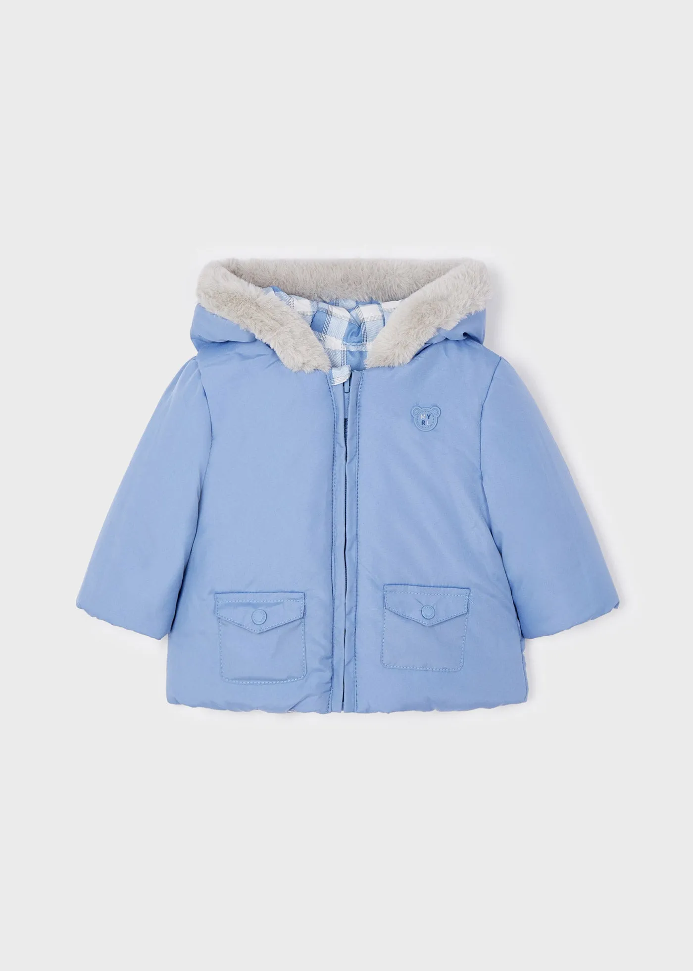 Mayoral Blue Gingham Reversible Coat