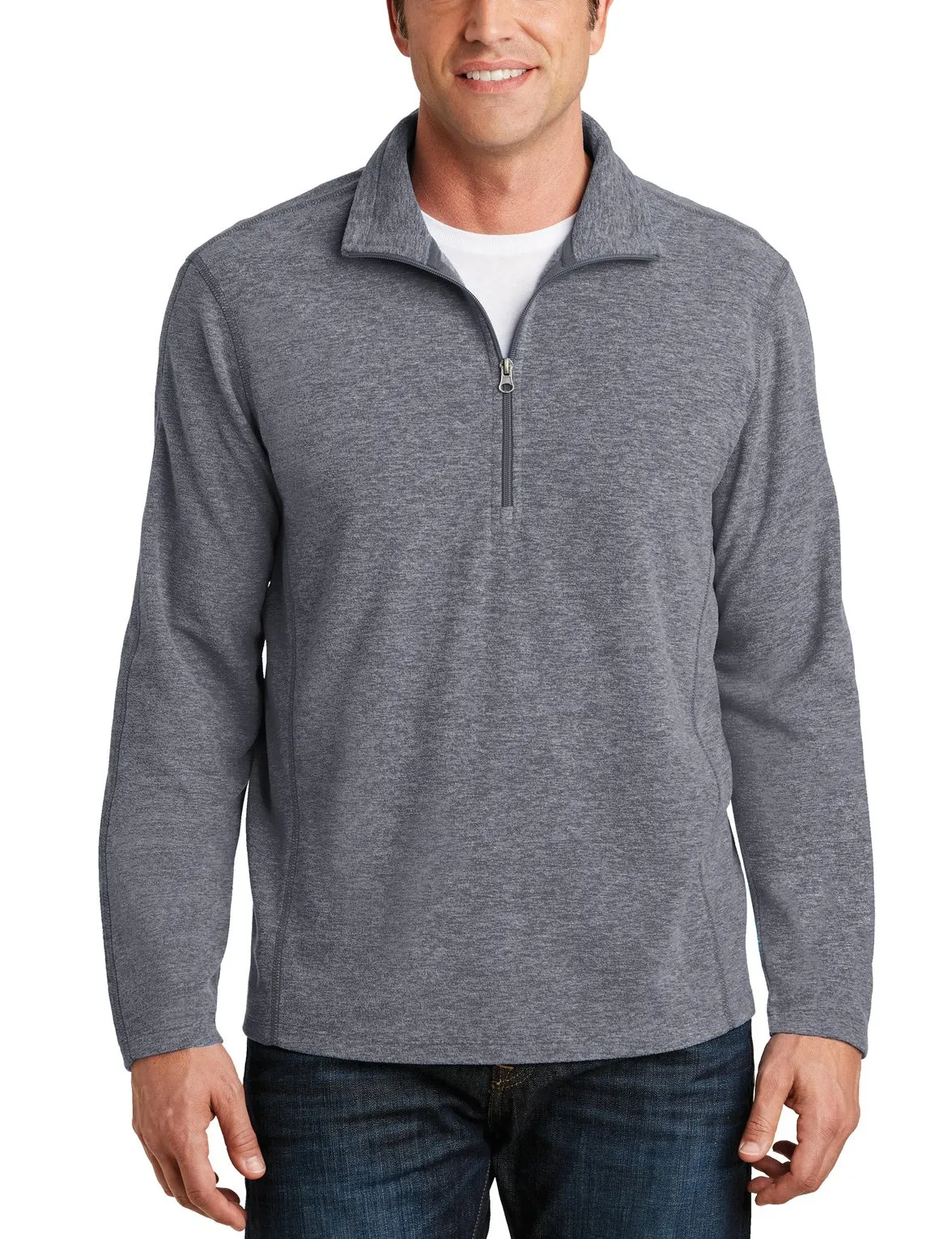 Men's Heather Microfleece Half-Zip Pullover Sweater