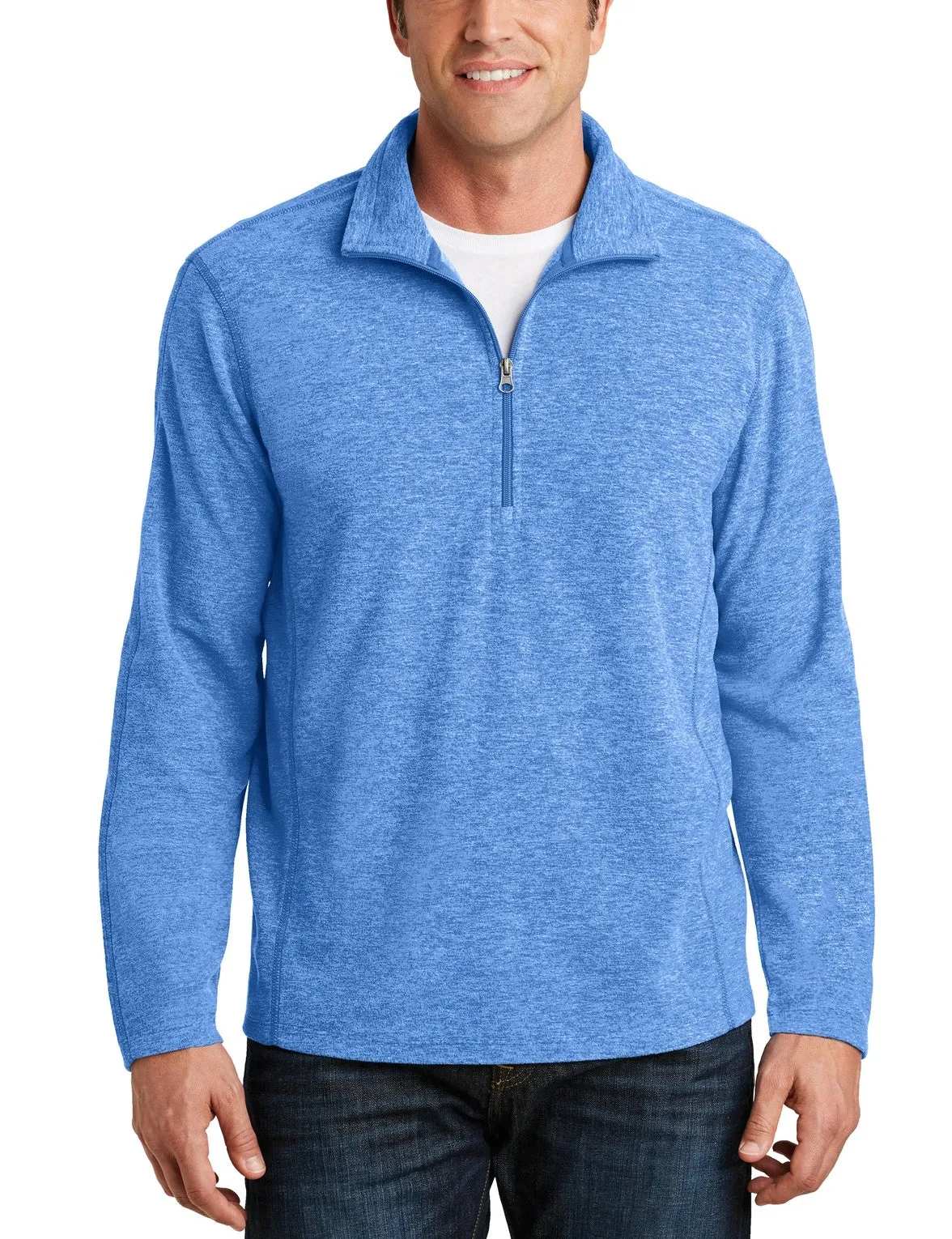 Men's Heather Microfleece Half-Zip Pullover Sweater