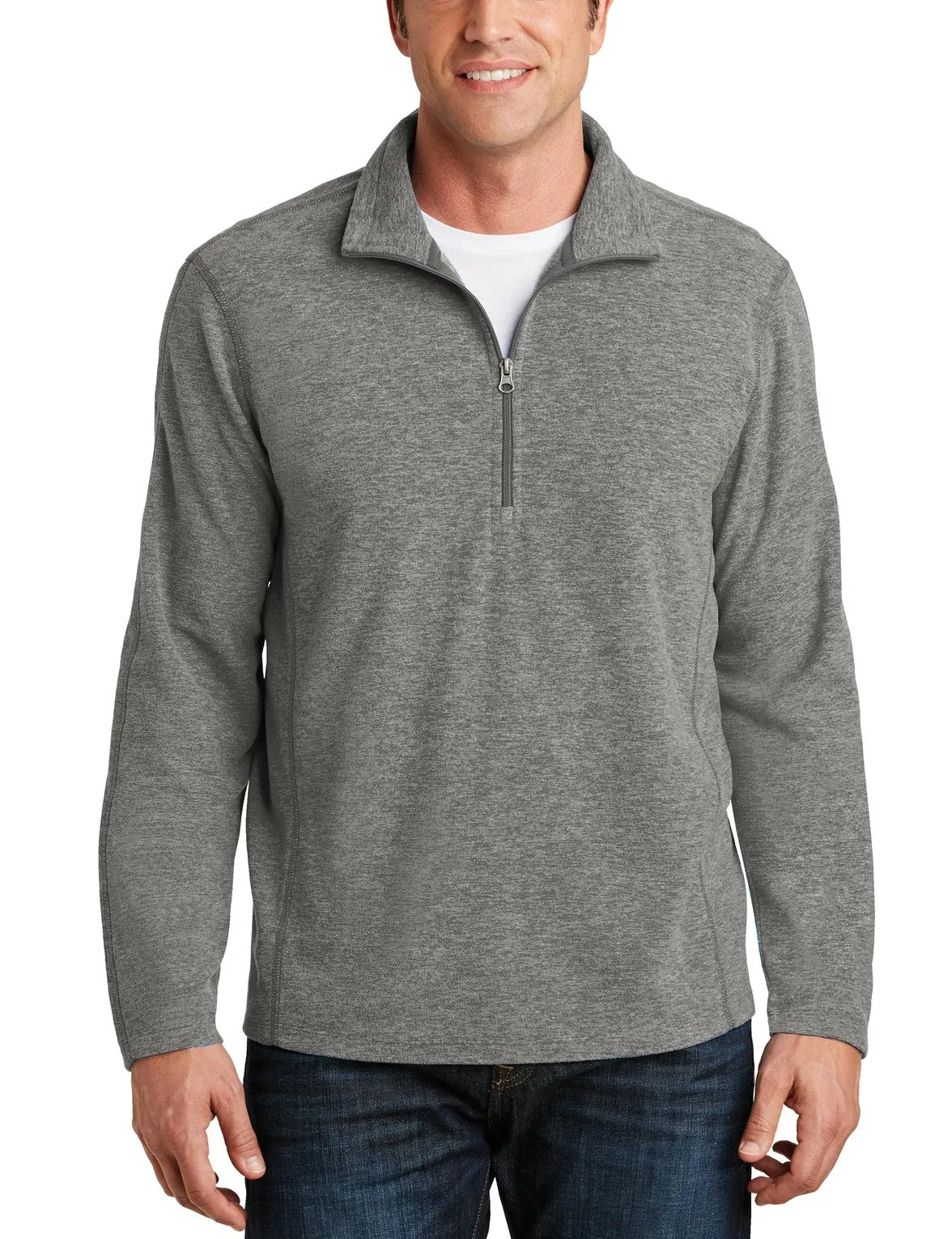 Men's Heather Microfleece Half-Zip Pullover Sweater