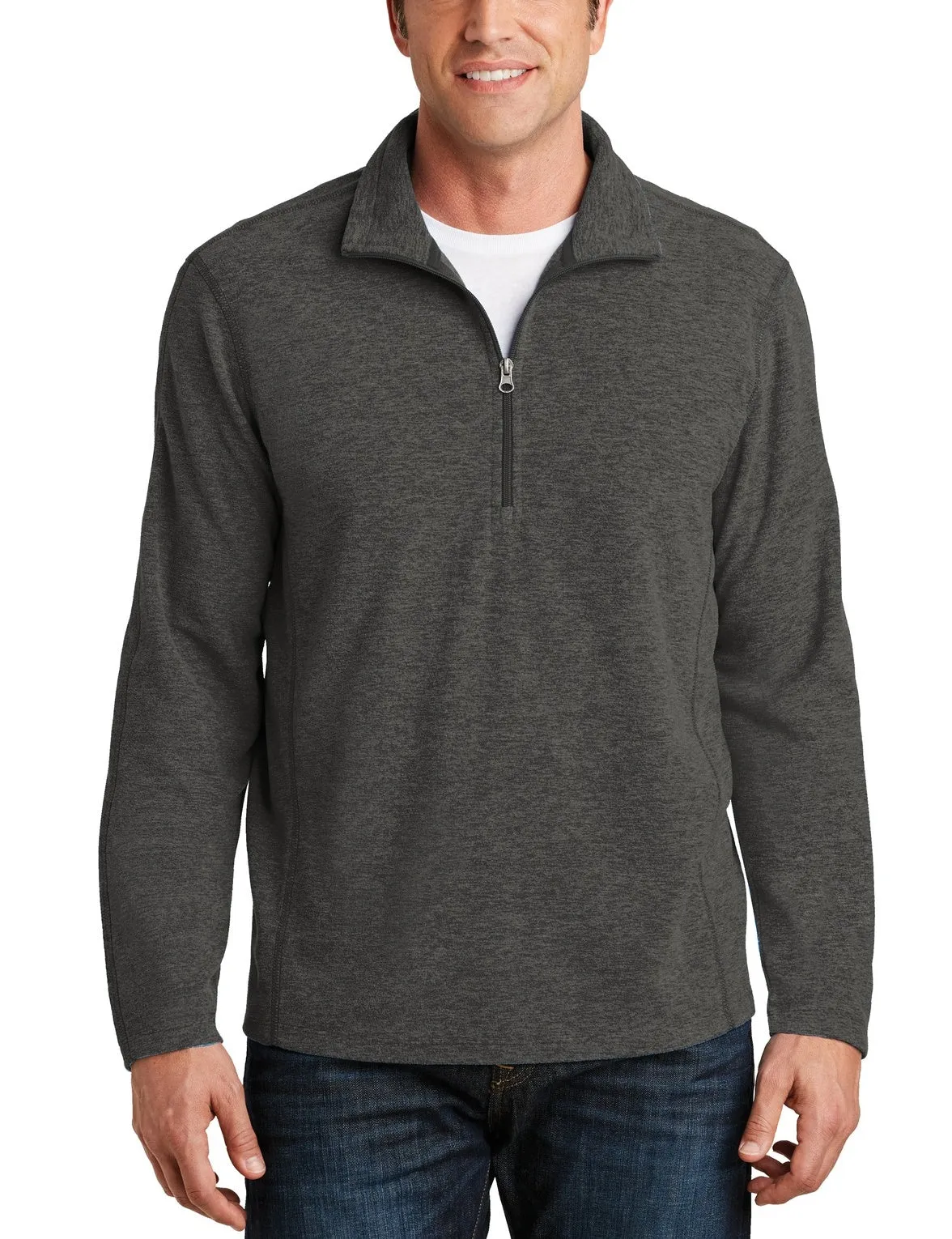 Men's Heather Microfleece Half-Zip Pullover Sweater