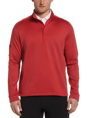 Mens Midweight Waffle Knit Fleece 1/4 Zip Golf Sweater