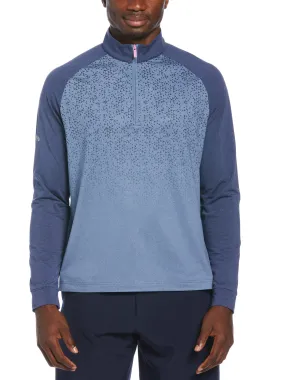 Mens Quarter Zip Mixed Media Raglan Sleeve Pullover Golf Sweater