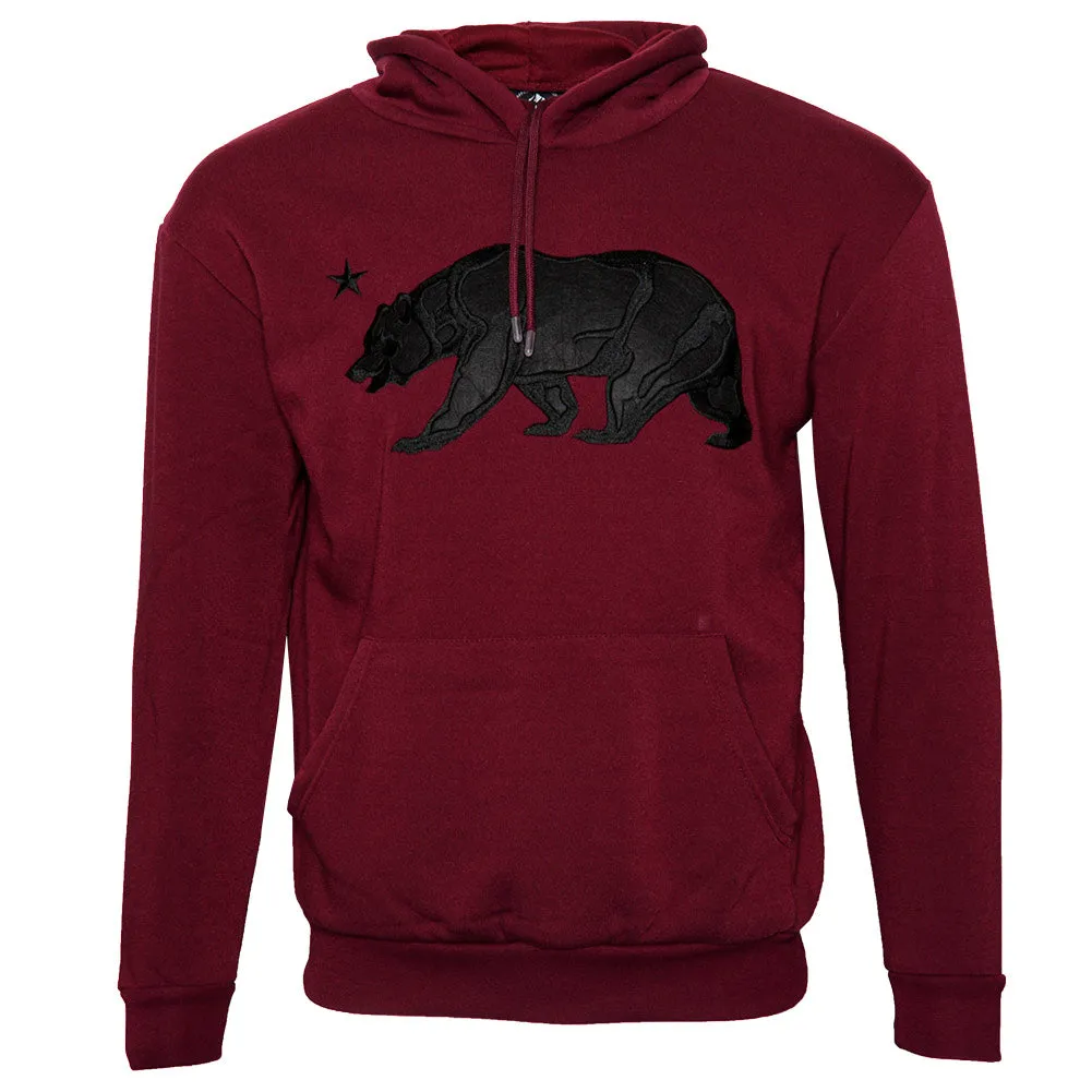 Mens Sweatshirt Pullover Hoodie Embroidered Bear Long Sleeve Pocket Sweater