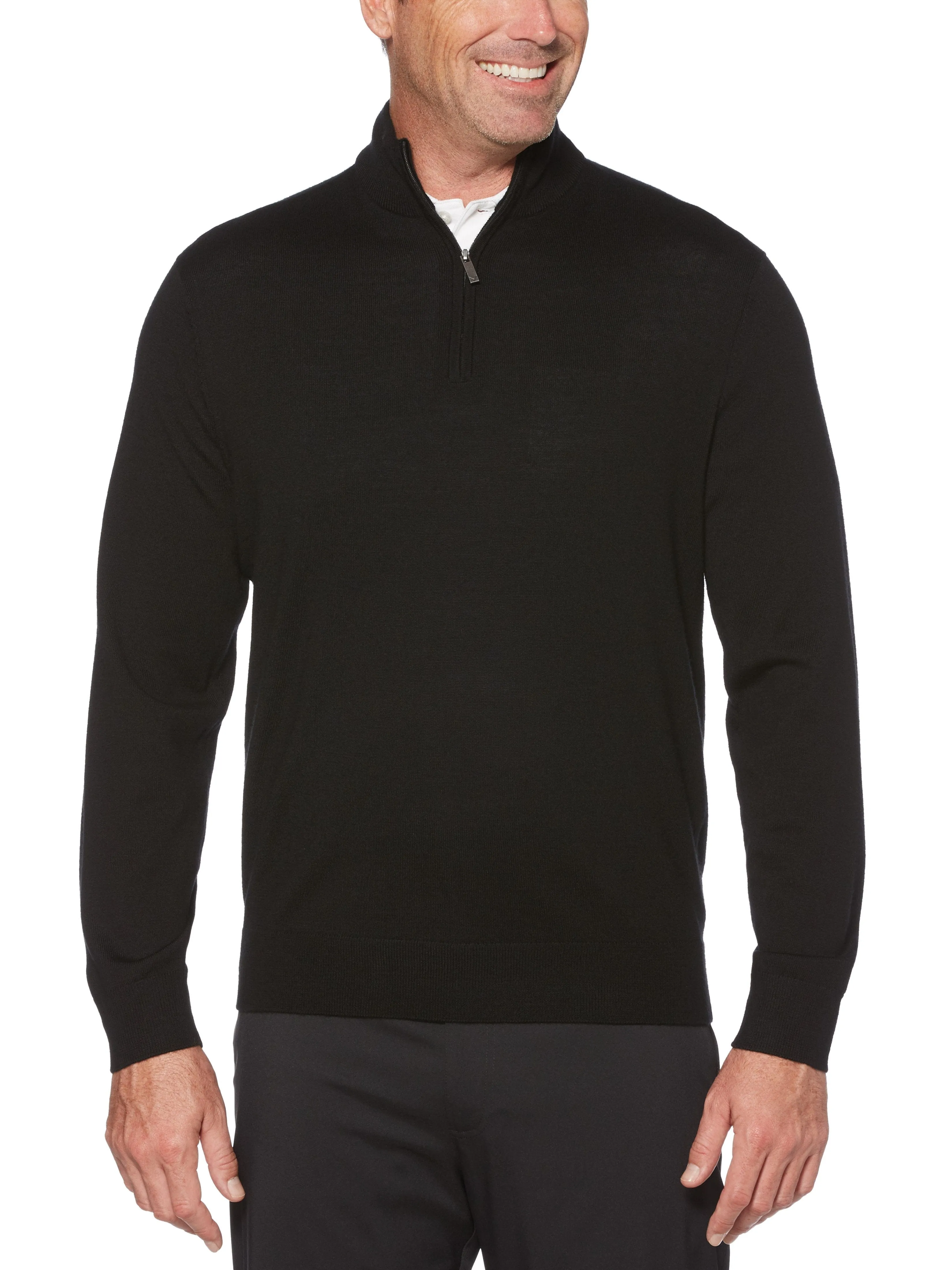 Mens Thermal 1/4 Zip Mock Merino Wool Pullover