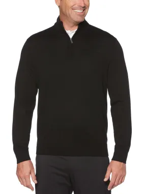 Mens Thermal 1/4 Zip Mock Merino Wool Pullover