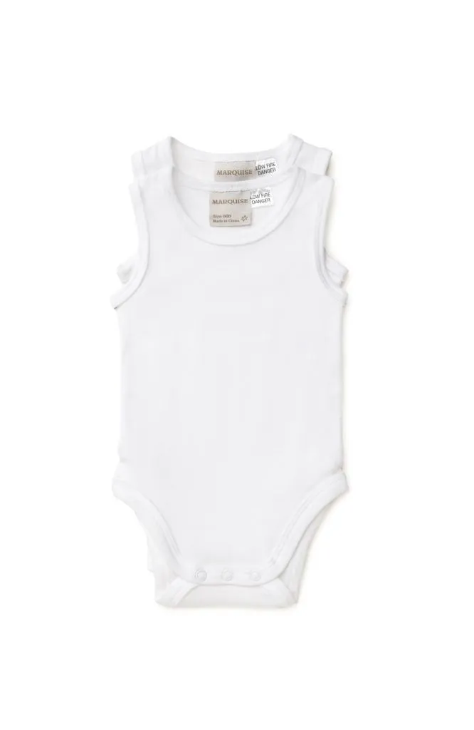 MQA15 2pk Sleevless Bodysuits White
