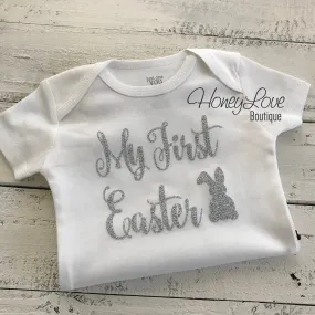 My First Easter bodysuit - Silver or Gold glitter