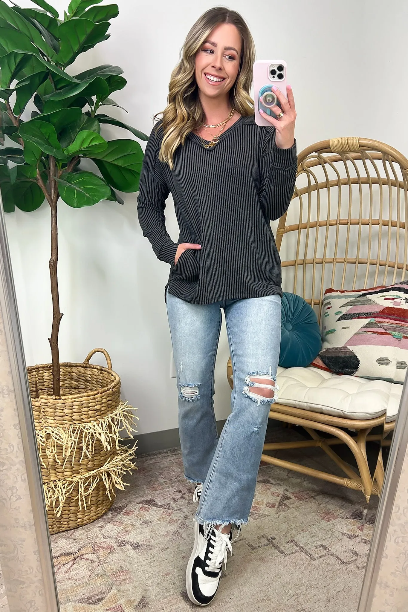 Olenah Rib Knit Long Sleeve Top - FINAL SALE