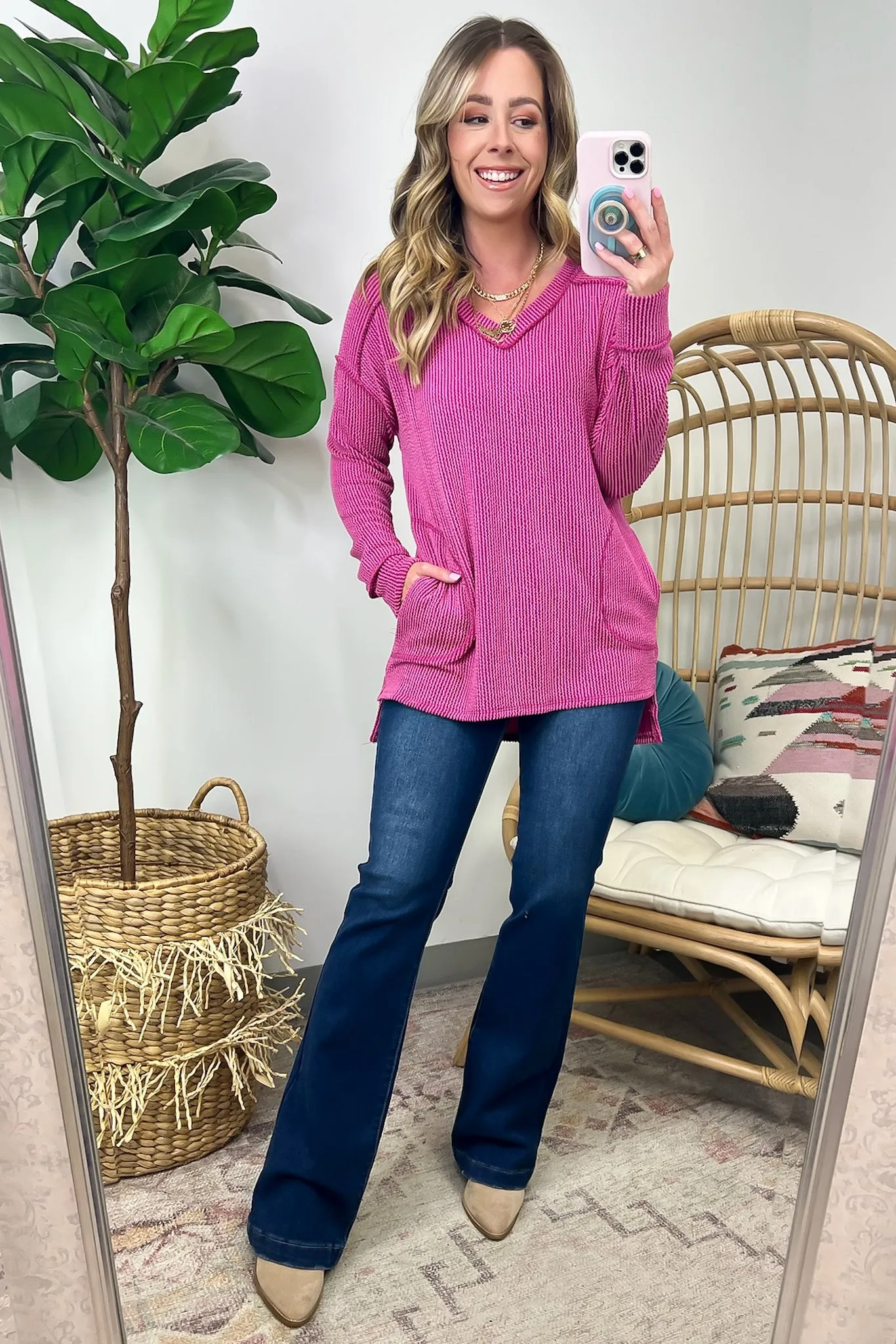 Olenah Rib Knit Long Sleeve Top - FINAL SALE