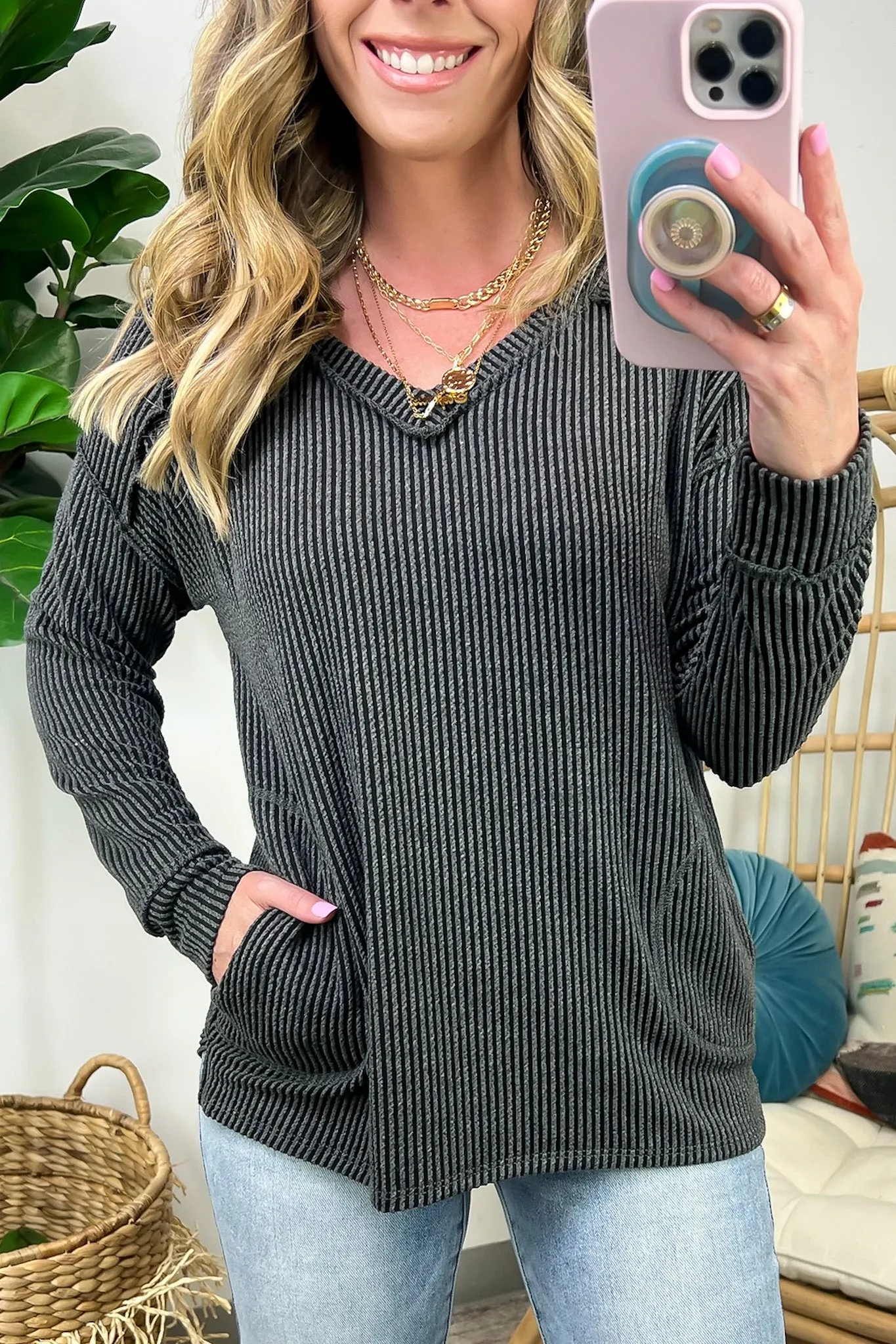Olenah Rib Knit Long Sleeve Top - FINAL SALE