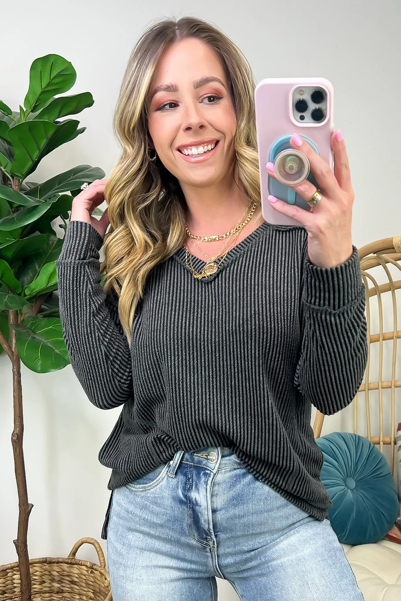 Olenah Rib Knit Long Sleeve Top - FINAL SALE