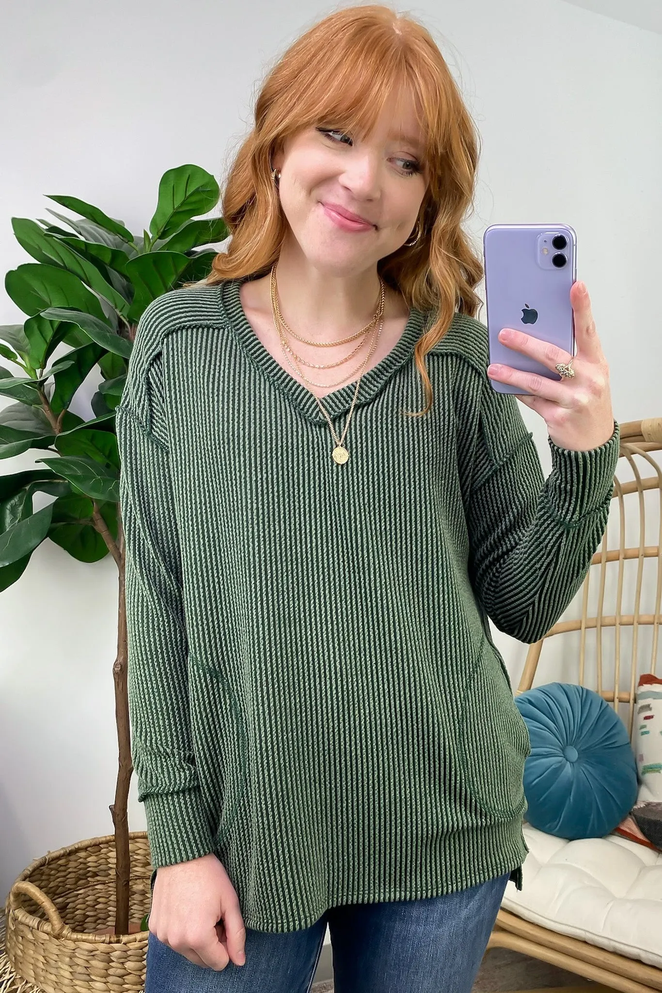 Olenah Rib Knit Long Sleeve Top - FINAL SALE
