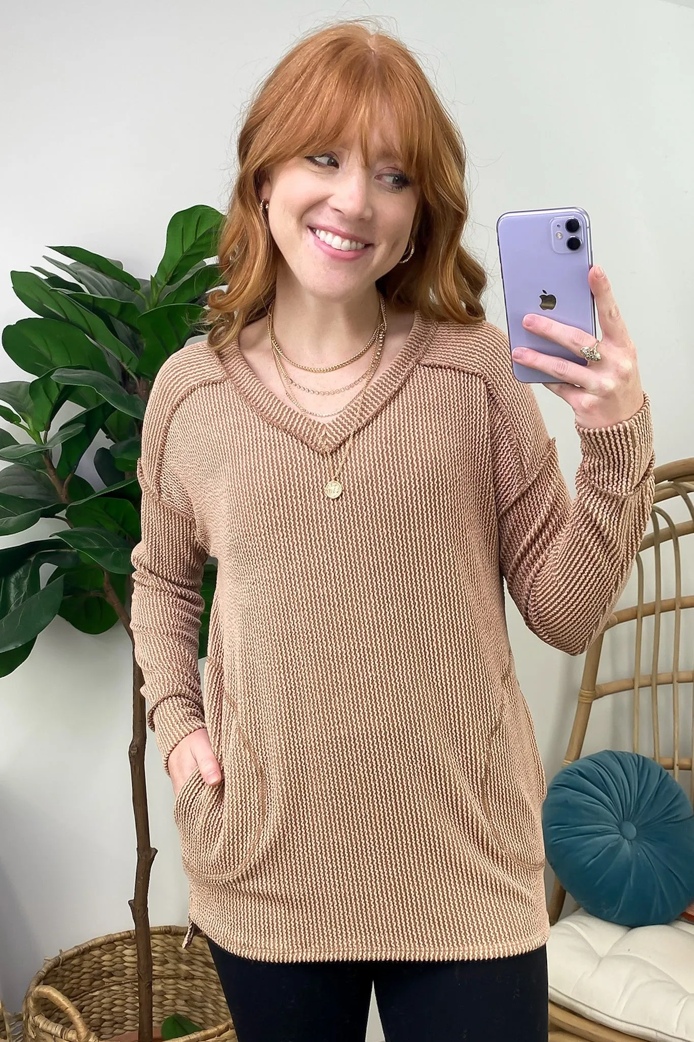 Olenah Rib Knit Long Sleeve Top - FINAL SALE