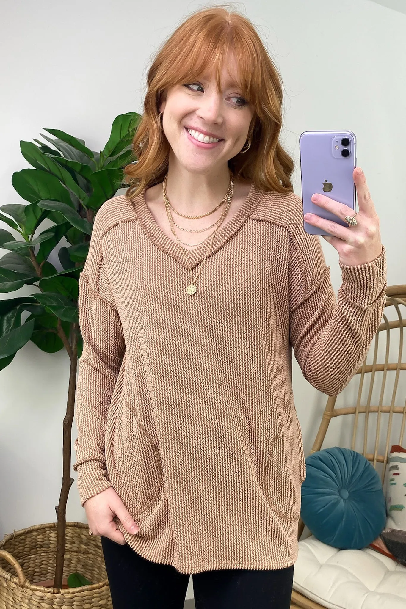 Olenah Rib Knit Long Sleeve Top - FINAL SALE