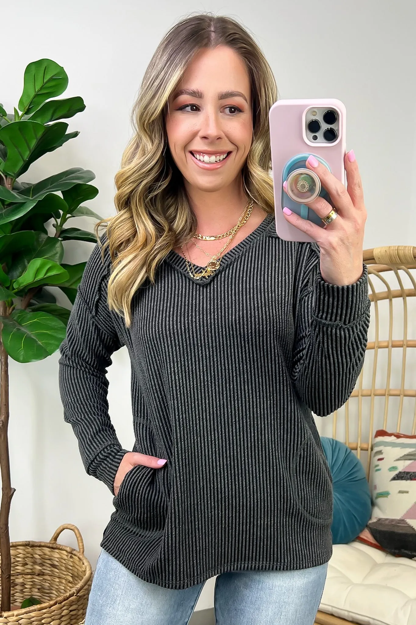 Olenah Rib Knit Long Sleeve Top - FINAL SALE